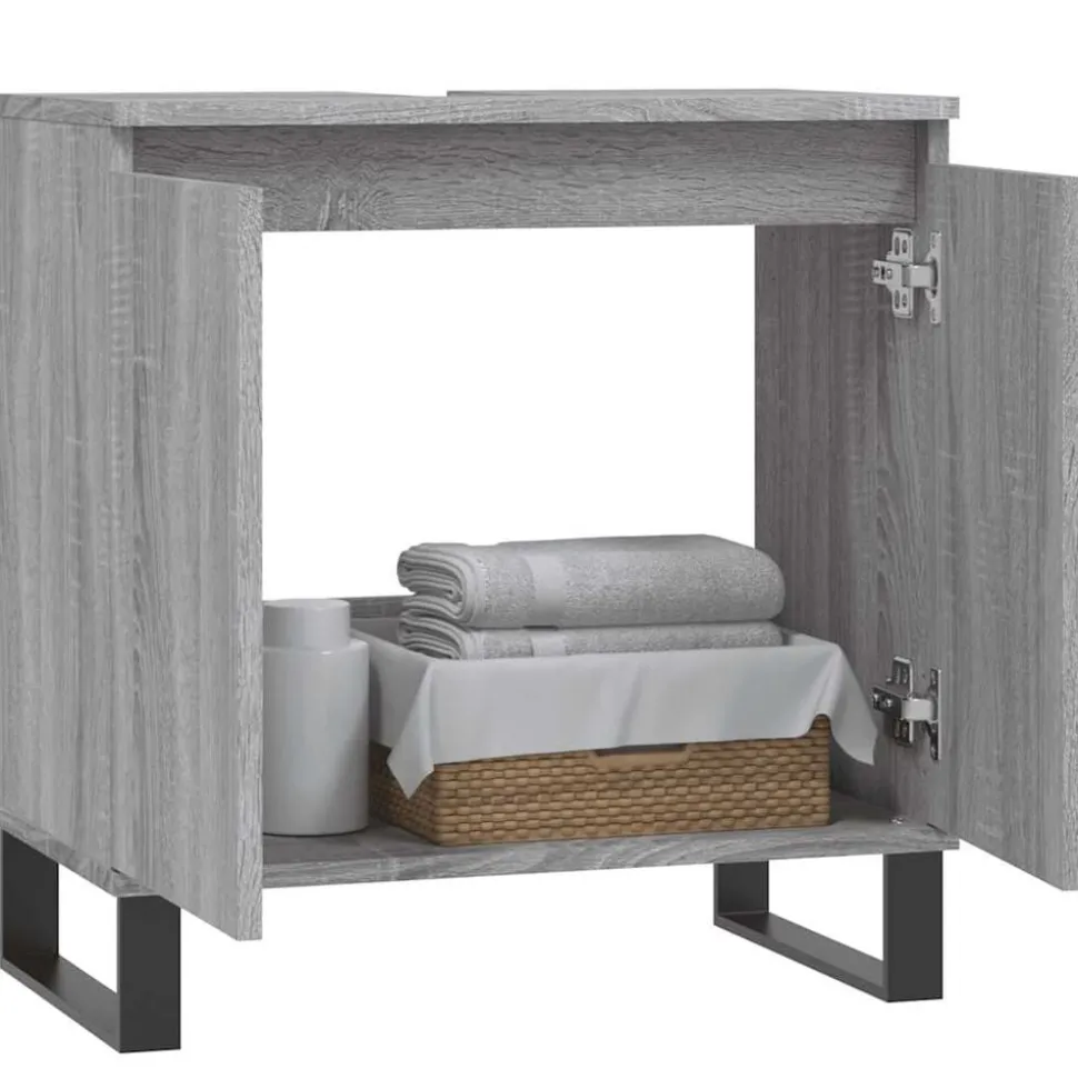 vidaXL Badkamerkast 58x33x60 cm bewerkt hout grijs sonoma eikenkleurig