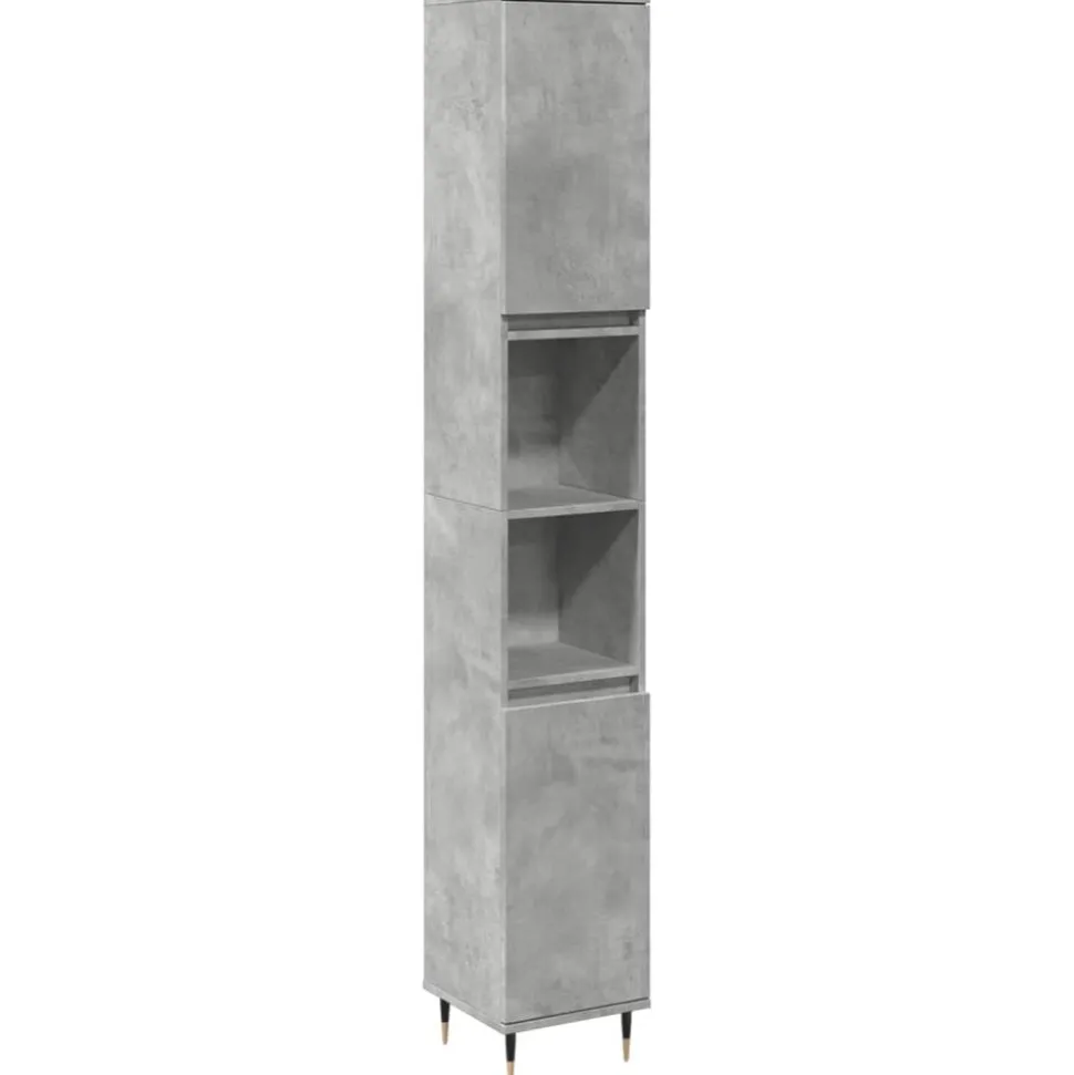 vidaXL Badkamerkast 30x30x190 cm bewerkt hout betongrijs