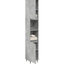 vidaXL Badkamerkast 30x30x190 cm bewerkt hout betongrijs