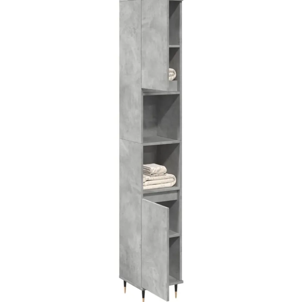 vidaXL Badkamerkast 30x30x190 cm bewerkt hout betongrijs