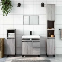 vidaXL Badkamerkast 65x33x60 cm bewerkt hout grijs sonoma eikenkleurig