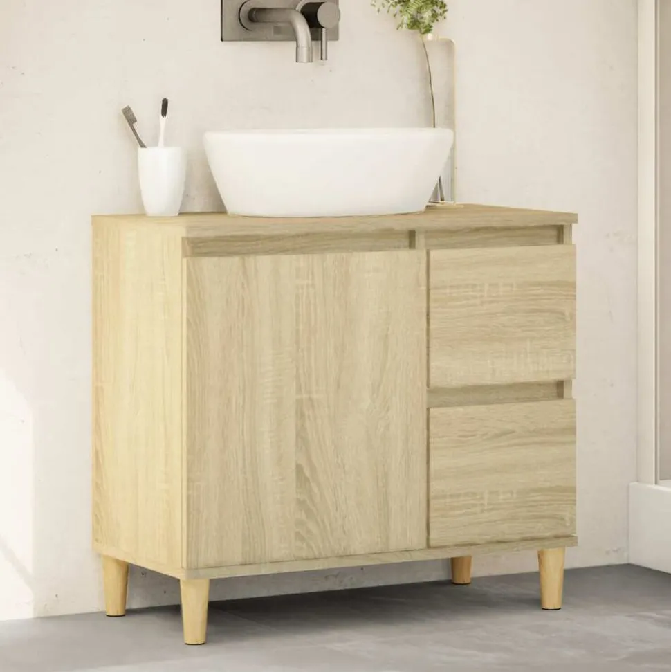 vidaXL Badkamerkast 65x33x60 cm bewerkt hout sonoma eikenkleurig