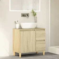 vidaXL Badkamerkast 65x33x60 cm bewerkt hout sonoma eikenkleurig