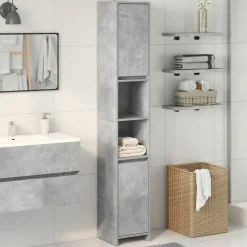 vidaXL Badkamerkast 30x30x183,5 cm spaanplaat betongrijs