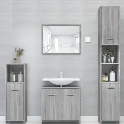 vidaXL Badkamerkast 30x30x183,5 cm bewerkt hout grijs sonoma eiken
