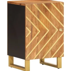 vidaXL Badkamerkast 38x33,5x58 cm massief mangohout bruin en zwart