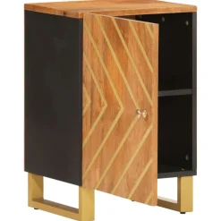 vidaXL Badkamerkast 38x33,5x58 cm massief mangohout bruin en zwart