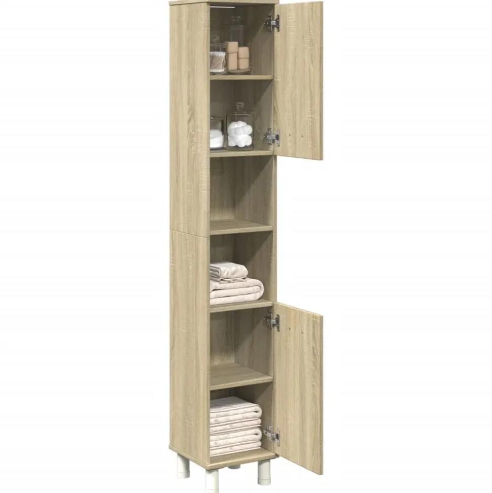 vidaXL Badkamerkast 30,5x30x179 cm bewerkt hout sonoma eikenkleurig