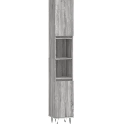 vidaXL Badkamerkast 30x30x190 cm bewerkt hout grijs sonoma eikenkleur