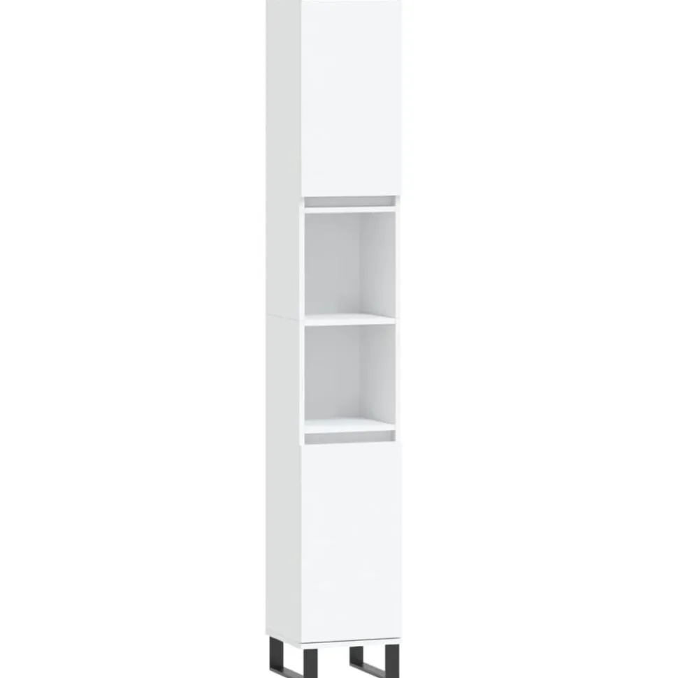 vidaXL Badkamerkast 30x30x190 cm bewerkt hout wit