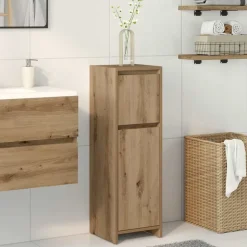 vidaXL Badkamerkast 30x30x95 cm bewerkt hout artisanaal eikenkleur