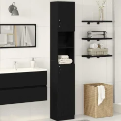 vidaXL Badkamerkast 32x25,5x190 cm spaanplaat zwart eikenkleurig