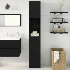 vidaXL Badkamerkast 32x25,5x190 cm spaanplaat zwart eikenkleurig