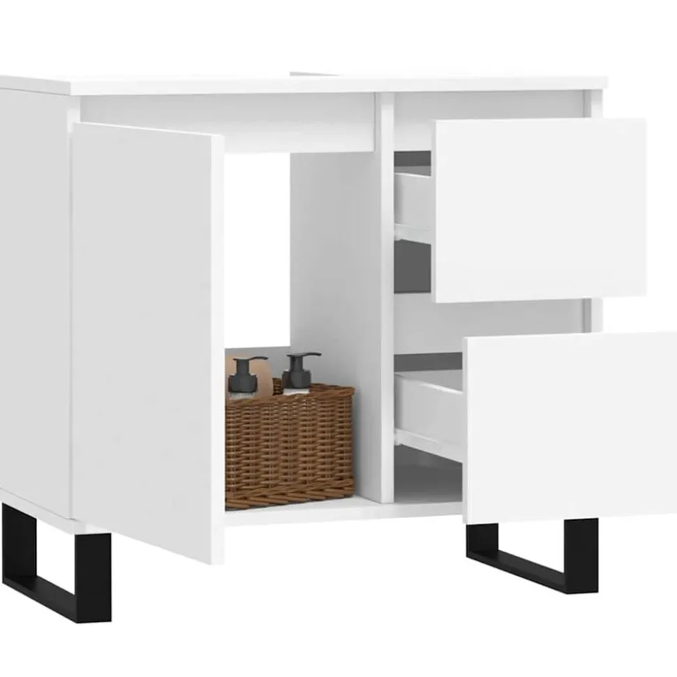 vidaXL Badkamerkast 65x33x60 cm bewerkt hout wit
