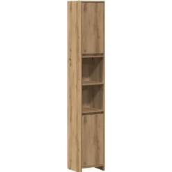 vidaXL Badkamerkast 30x30x183,5 cm bewerkt hout artisanaal eikenkleur
