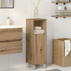 vidaXL Badkamerkast 30x30x95 cm bewerkt hout artisanaal eikenkleur