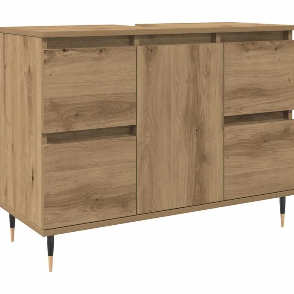 vidaXL Badkamerkast 80x33x60 cm bewerkt hout artisanaal eikenkleurig