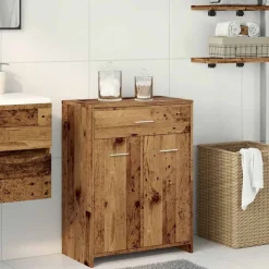 vidaXL Badkamerkast 60x33x80 cm bewerkt hout oud houtkleurig