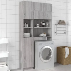 vidaXL Badkamerkast 32x25,5x190 cm bewerkt hout grijs sonoma eiken