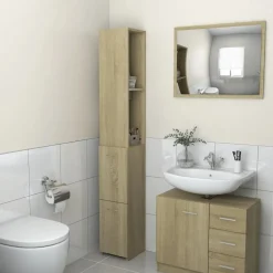 vidaXL Badkamerkast 25x26,5x170 cm bewerkt hout sonoma eikenkleurig