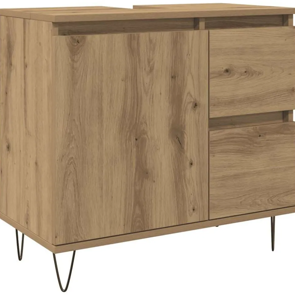 vidaXL Badkamerkast 65x33x60 cm bewerkt hout artisanaal eikenkleurig