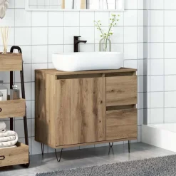vidaXL Badkamerkast 65x33x60 cm bewerkt hout artisanaal eikenkleurig
