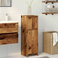 vidaXL Badkamerkast 30x30x95 cm bewerkt hout oud houtkleurig