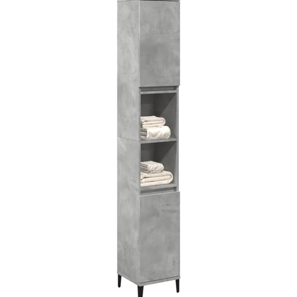 vidaXL Badkamerkast 30x30x190 cm bewerkt hout betongrijs