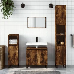 vidaXL Badkamerkast 30x30x190 cm bewerkt hout gerookt eikenkleurig
