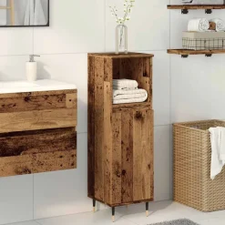 vidaXL Badkamerkast 30x30x100 cm bewerkt hout oud houtkleurig