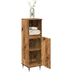 vidaXL Badkamerkast 30x30x100 cm bewerkt hout oud houtkleurig