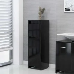 vidaXL Badkamerkast 30x30x95 cm bewerkt hout zwart