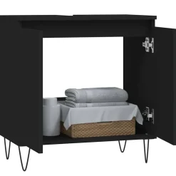 vidaXL Badkamerkast 58x33x60 cm bewerkt hout zwart