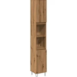 vidaXL Badkamerkast 30x30x190 cm bewerkt hout artisanaal eikenkleurig