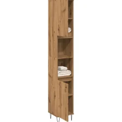 vidaXL Badkamerkast 30x30x190 cm bewerkt hout artisanaal eikenkleurig
