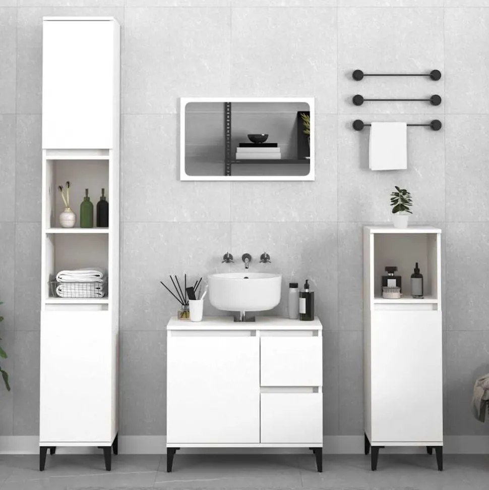 vidaXL Badkamerkast 65x33x60 cm bewerkt hout wit