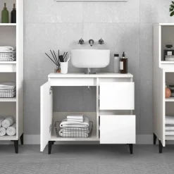 vidaXL Badkamerkast 65x33x60 cm bewerkt hout wit