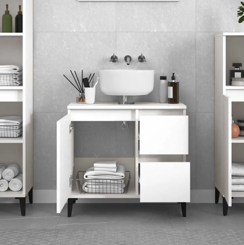 vidaXL Badkamerkast 65x33x60 cm bewerkt hout wit