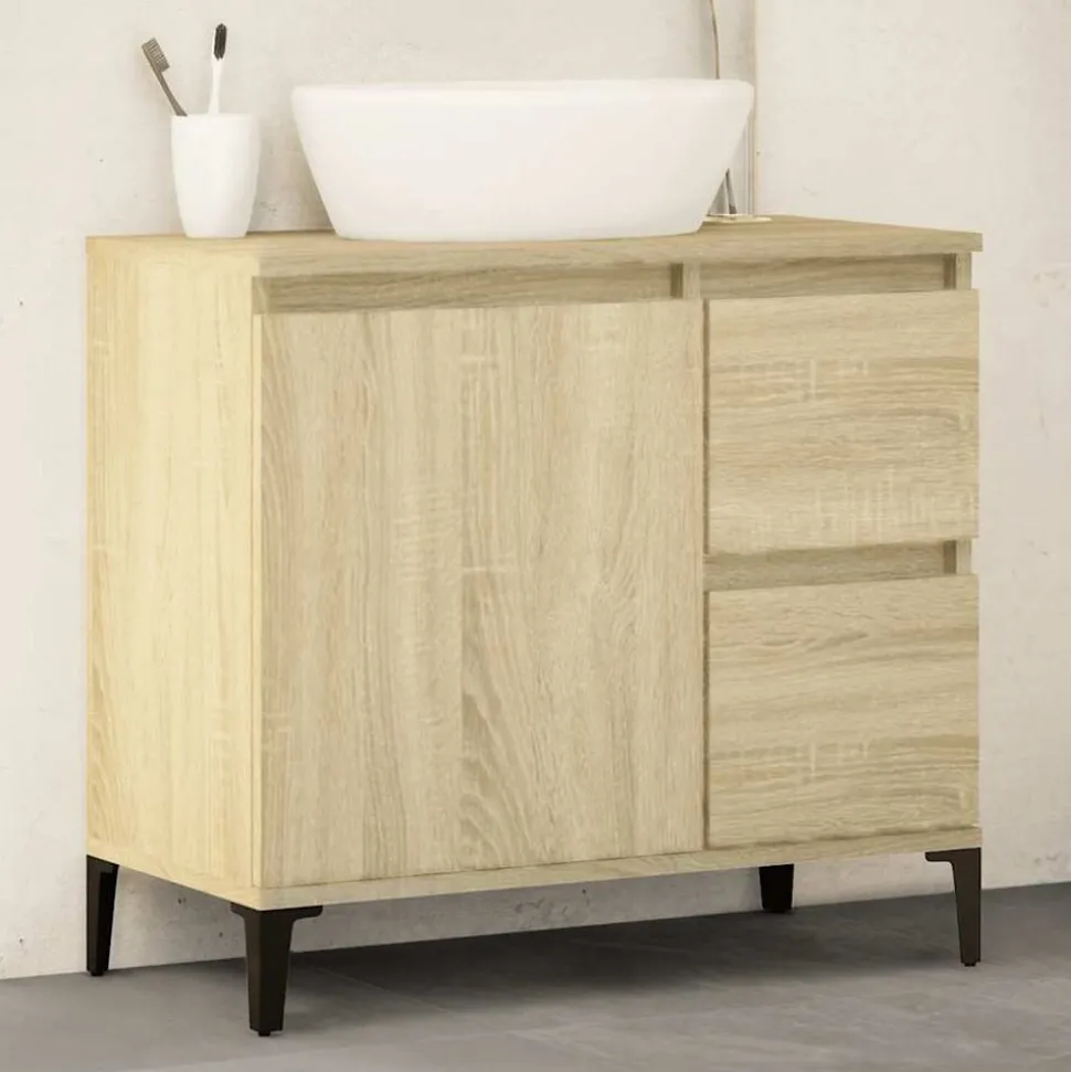 vidaXL Badkamerkast 65x33x60 cm bewerkt hout sonoma eikenkleurig