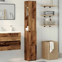 vidaXL Badkamerkast 25x25x170 cm bewerkt hout oud houtkleurig