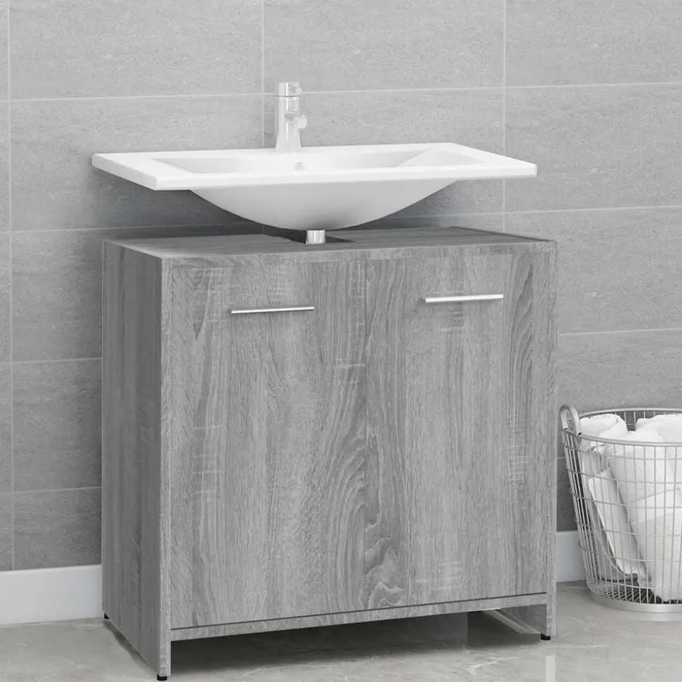 vidaXL Badkamerkast 60x33x60 cm bewerkt hout grijs sonoma eikenkleurig