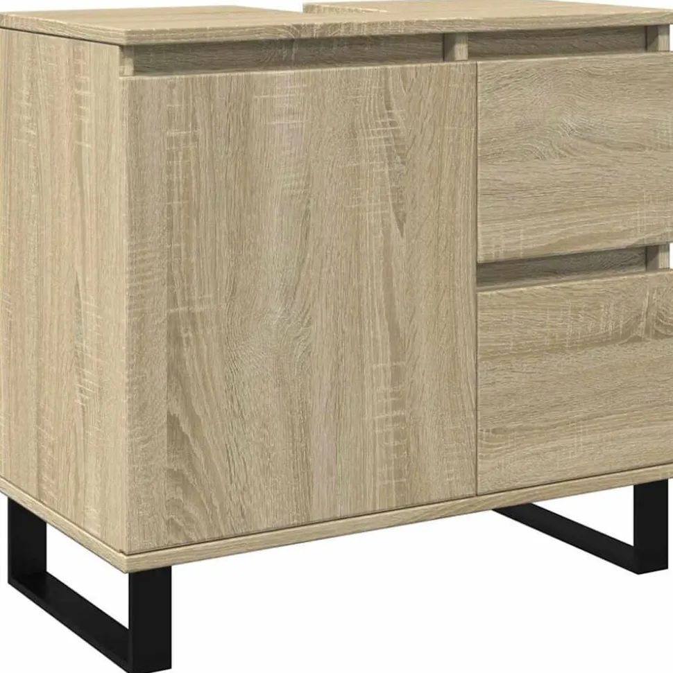 vidaXL Badkamerkast 65x33x60 cm bewerkt hout sonoma eikenkleurig