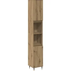vidaXL Badkamerkast 30x30x190 cm bewerkt hout artisanaal eikenkleurig