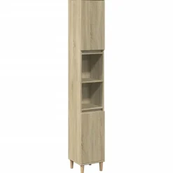 vidaXL Badkamerkast 30x30x190 cm bewerkt hout sonoma eikenkleurig
