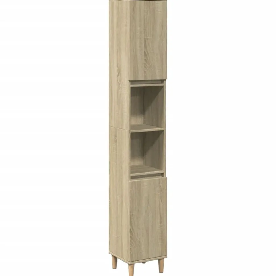 vidaXL Badkamerkast 30x30x190 cm bewerkt hout sonoma eikenkleurig
