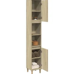 vidaXL Badkamerkast 30x30x190 cm bewerkt hout sonoma eikenkleurig