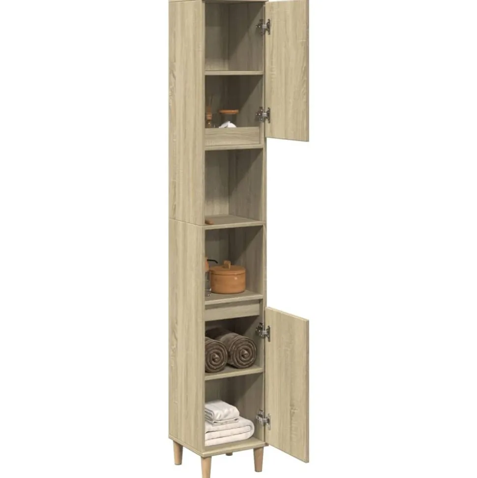 vidaXL Badkamerkast 30x30x190 cm bewerkt hout sonoma eikenkleurig