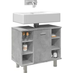 vidaXL Badkamerkast 60x32x53,5 cm spaanplaat betongrijs
