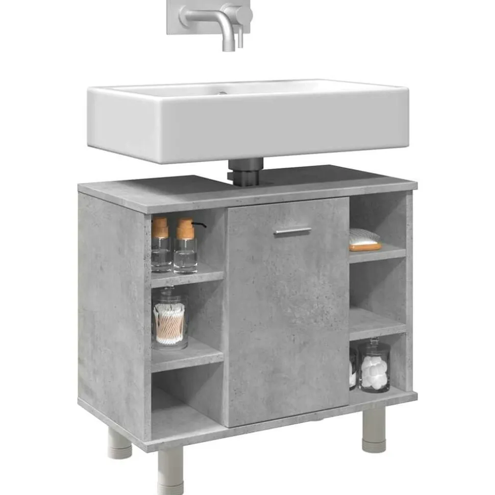 vidaXL Badkamerkast 60x32x53,5 cm spaanplaat betongrijs
