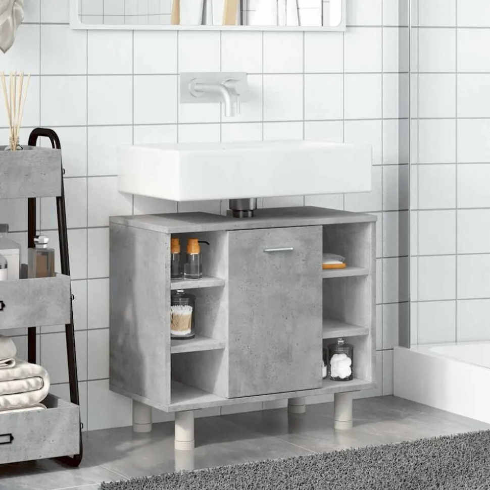 vidaXL Badkamerkast 60x32x53,5 cm spaanplaat betongrijs